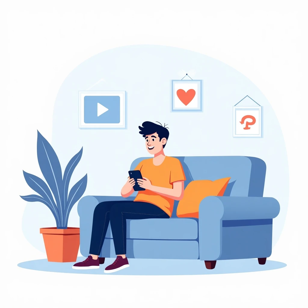 Joven jugando a un juego casual en su smartphone