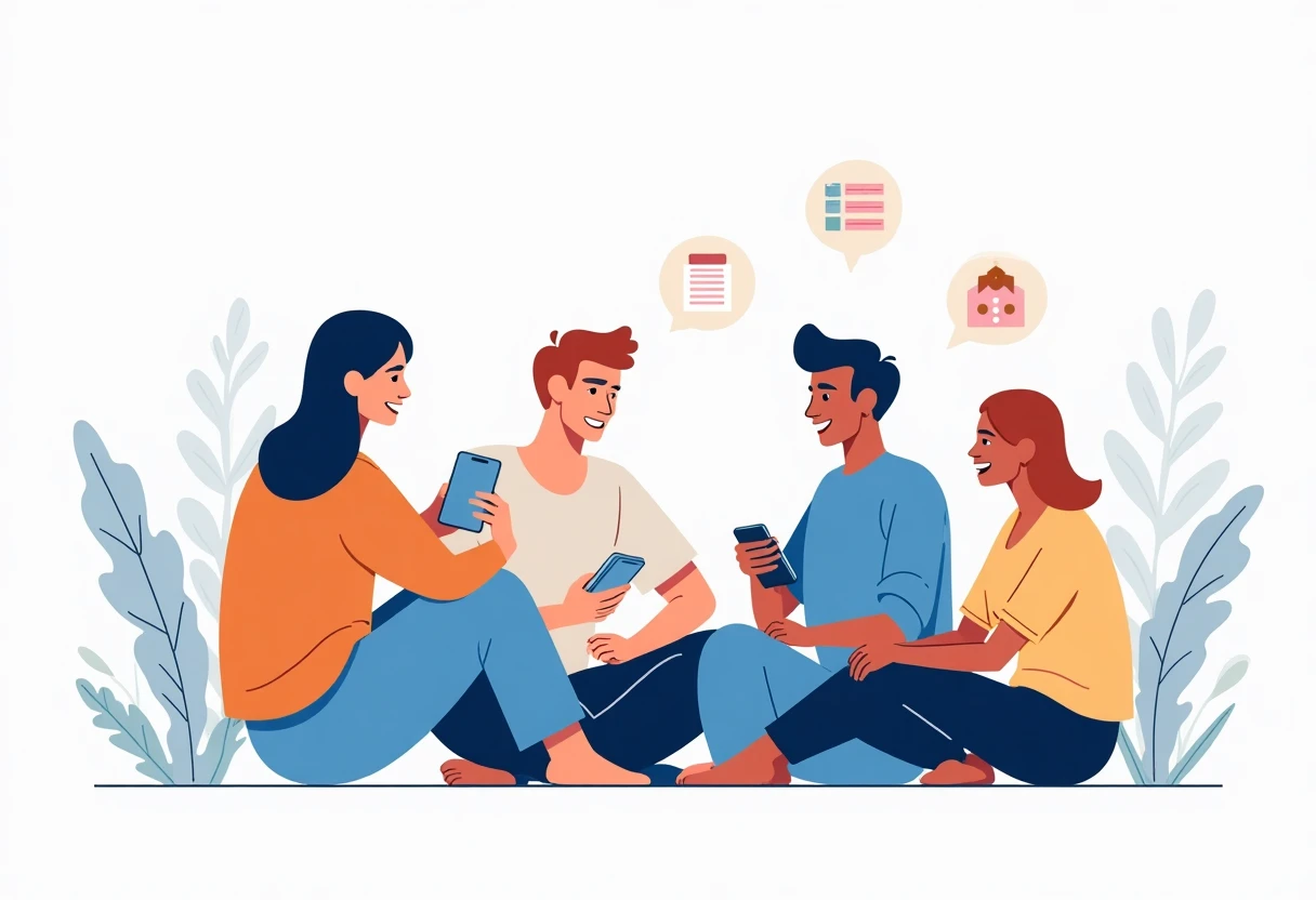 Amici che usano app sociali