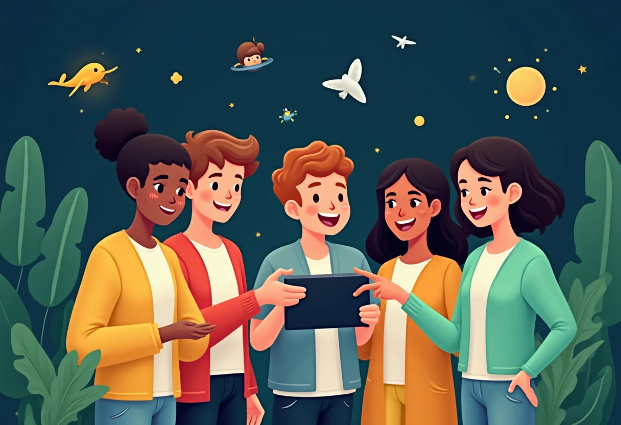 Teens using a gaming companion app