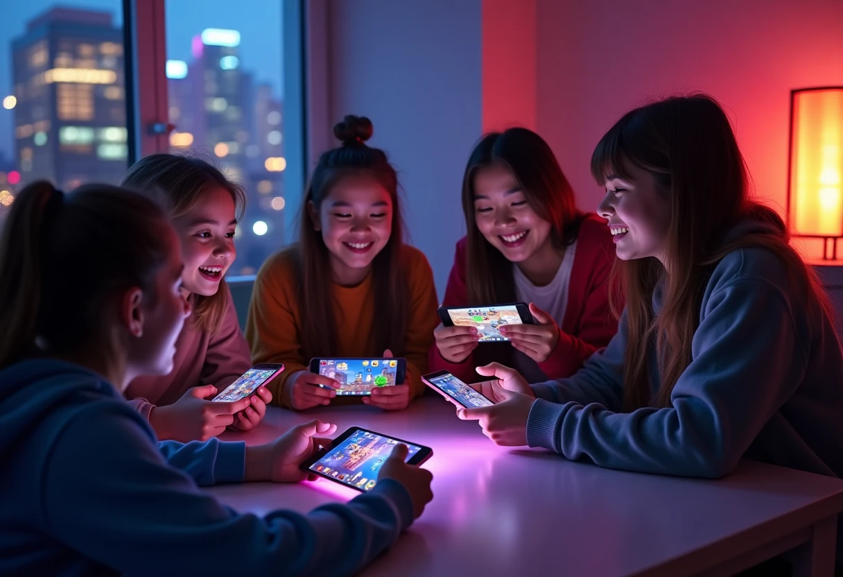 Group of friends gaming together