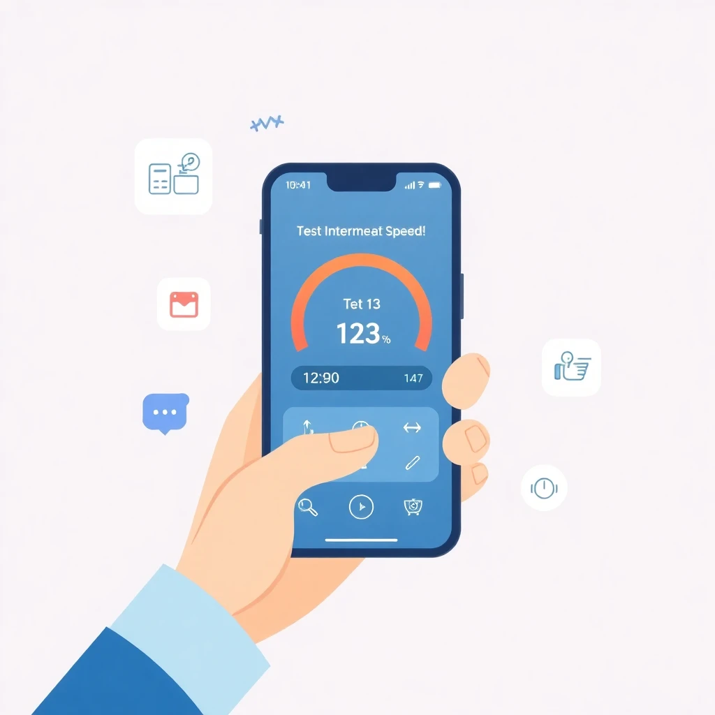 Testing internet speed on smartphone